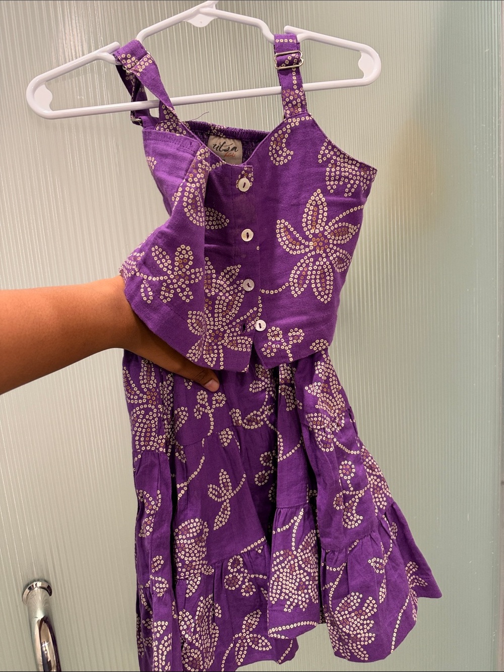 Kids Purple Floral Button-Front Sundress